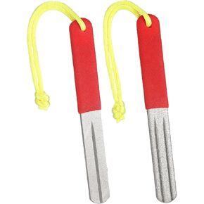 2 Pcs Hook Sharpener Hook File for Fishing Hook Diamond File Sports Fishing Hook File with Handle Portable Hook Fish Hook File with Double Sided Fine and Medium Grit for Fishing, 4 Inch (Red)