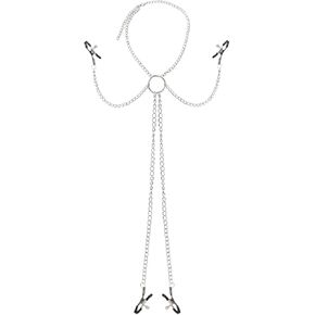 Body Chain Necklace Adjustable Stainless Steel Body Clamps with Chain Non Piercing Clip on Body Jewelry Gift