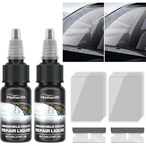 Windshield Crack Repair Kit, 2024 New Windshield Crack Repair Fluid Window Automotive Windscreen Tool, Cracks Glass Repair Fluid for Fixing Chips, Cracks, Bulls-Eye and Star-Shape Cack (2 Set)