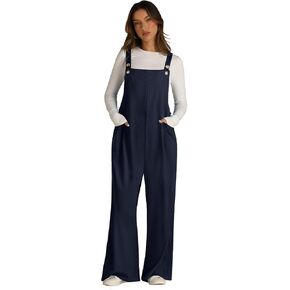 Wide Leg Overalls For Women Loose Fit Waffle Knit Jumpsuit Rompers 2024 Sleeveless Outfits