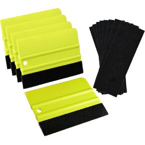EHDIS 5PCS Vinyl Squeegee Felt Edge Squeegee Wallpaper Smoothing Tool Window Tint Squeegee 4 Inch Car Vinyl Scraper Decal Applicator Window Tint Tool (Green)