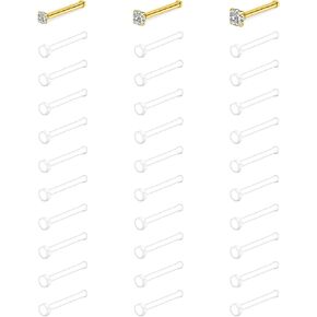 VCMART 18G 20G Clear Nose Studs Clear Nose Rings Plastic Nose Rings for Work for Surgery Bioflex Flexible Invisible Nose Piercing Retainer