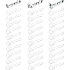حلقات أنف شفافة من VCMART 18G 20G، حلقات أنف شفافة، حلقات أنف بلاستيكية للعمل في الجراحة، مثبت ثقب الأنف المرن غير المرئي من بيوفليكس