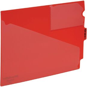 Pendaflex 13541 End Tab Vinyl Outguides w/Center Tab Printed Out, Letter Size, Red, 50/box