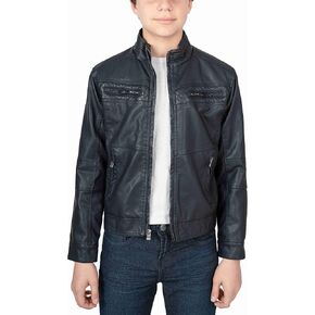 X RAY Boys Faux Leather Jacket, Kids Outerwear Coat, Motorcycle PU Leather Jacket for Boys