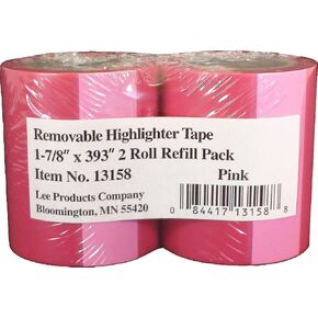 Lee Products Co.شريط تمييز قابل للإزالة، وردي، عرض 1-7/8 بوصة × طول 993 بوصة، عبوة إعادة تعبئة بكرتين (13158)