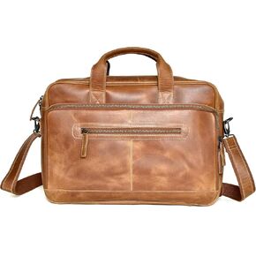 16 Inch Genuine Leather briefcases Laptop Messenger bags best office Satchel bag for Men and Women