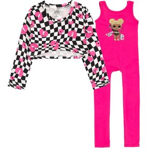 L.O.L. Surprise! Queen Bee Girls Jumpsuit and Fleece Shrug Outfit Set Little Kid to Big Kid Sizes (4-14-16)