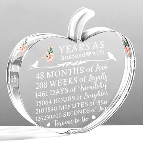 4th Wedding Anniversary 4 Years of Marriage Gifts for Couple Husband Wife Traditional Fruit Gift Forever to Go Paperweight Keepsake Desk Decor