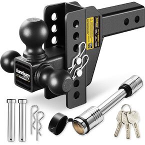 Adjustable Trailer Hitch, Drop Hitch Fits 2-Inch Receiver, Tow Hitch with 6-Inch Drop, 12,500 LBS, Tri-Ball (1-7/8", 2", 2-5/16") Truck Trailer Hitch Receiver with Double Anti-Theft Pins Locks in Kuwait