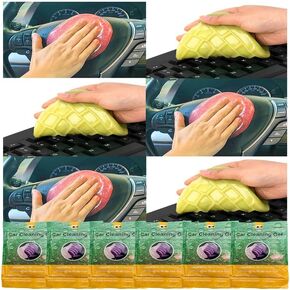 6Pcs Car Cleaning Gel Car Detailing Putty Interior Cleaning Slime Cleaning Supplies Auto Detailing Tools Car Accessories Keyboard Leather Sofa Car Vent Car Crevice Dust Cleaner (420g)