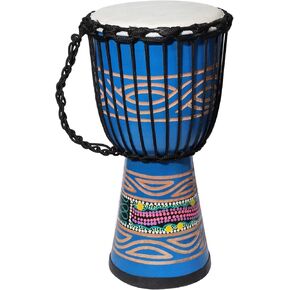 LIEKE Djembe Drum,10'' x 20'' Goatskin Drumhead African Drum Mahogany Body Hand Carved Pattern Hand Drum for Adults Beginners (Black)