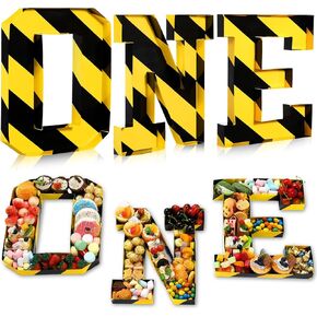 13.7''H Construction Decoration Fillable Cardboard Letters Box for Charcuterie Paper Mache Candy Container for Construction Birthday Festival Decorative Box