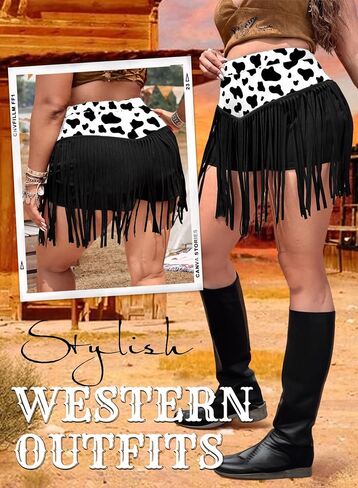 Ella Lust Womens Plus Size Cowgirl Fringe Shorts - Western Country Concert Outfits Tassel Skirt High Waisted Booty Bottoms in Saudi Arabia