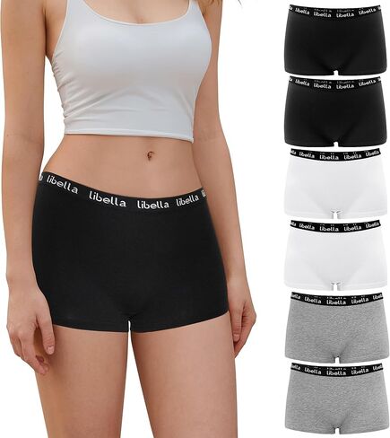 Womens Boyshorts Underwear Cotton Boxer Briefs Full Coverage Soft Stretch boxer Shorts for Women 6 Packs in Saudi Arabia