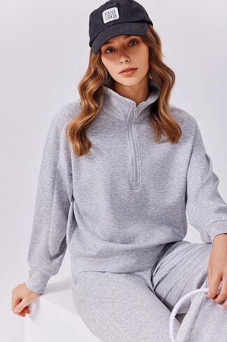 طقم مكون من قطعتين للنساء من PINSPARK ملابس خريف 2024 بدلة رياضية بأكمام طويلة نصف سحاب سويت شيرت ركض رياضي طقم متناسق in Kuwait