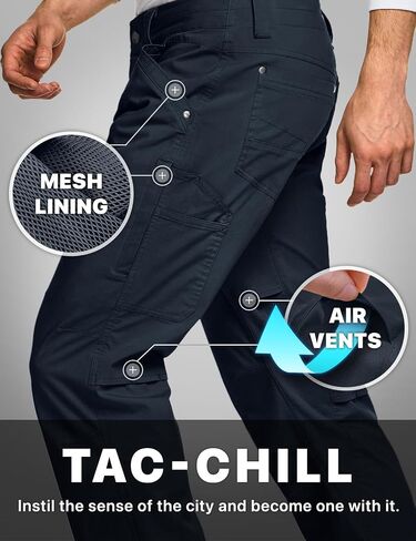 CQR Men's Vent Stretch Pants, Quick Dry Lightweight Casual Cargo Pants, Water Resistant Straight-Fit Utility Work Pants in Saudi Arabia