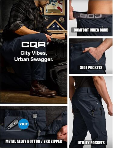 CQR Men's Vent Stretch Pants, Quick Dry Lightweight Casual Cargo Pants, Water Resistant Straight-Fit Utility Work Pants in Saudi Arabia