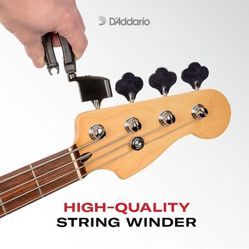 D'Addario Accessories Bass Pro-Winder - Bass Guitar String Winder, Bass String Cutter, Bass Guitar Bridge Pin Puller - Ultimate Ergonomic All in One Bass Tool for Restringing - Black in Saudi Arabia