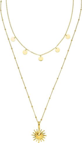 Purelei® Kalea Sun Bundle Gold - مجموعة قلادات مقاومة للماء - مجوهرات من الفولاذ المقاوم للصدأ مطلية بالذهب عيار 18 قيراط - مجموعات هدايا مجوهرات - مجموعات مجوهرات للنساء - قلادة مع عملات معدنية وشمس - مجموعة مجوهرات ذهبية in Kuwait