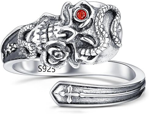 ZLILIJAN Skeleton Ring 925 Sterling Silver Skull Spoon Ring Love Heart Skeleton Hand Ring for Rock Biker Halloween Gothic Jewelry for Women in Kuwait