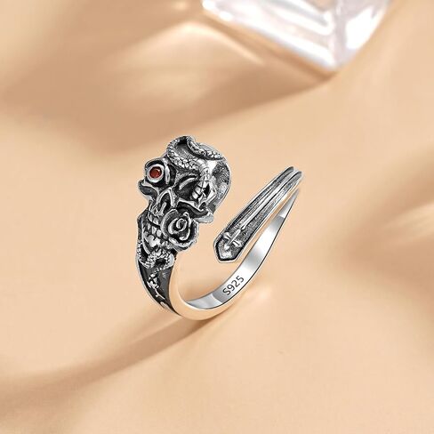 ZLILIJAN Skeleton Ring 925 Sterling Silver Skull Spoon Ring Love Heart Skeleton Hand Ring for Rock Biker Halloween Gothic Jewelry for Women in Kuwait