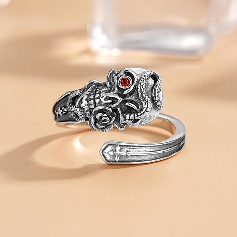 ZLILIJAN Skeleton Ring 925 Sterling Silver Skull Spoon Ring Love Heart Skeleton Hand Ring for Rock Biker Halloween Gothic Jewelry for Women in Kuwait
