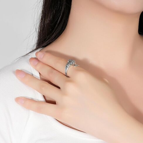 ZLILIJAN Skeleton Ring 925 Sterling Silver Skull Spoon Ring Love Heart Skeleton Hand Ring for Rock Biker Halloween Gothic Jewelry for Women in Kuwait