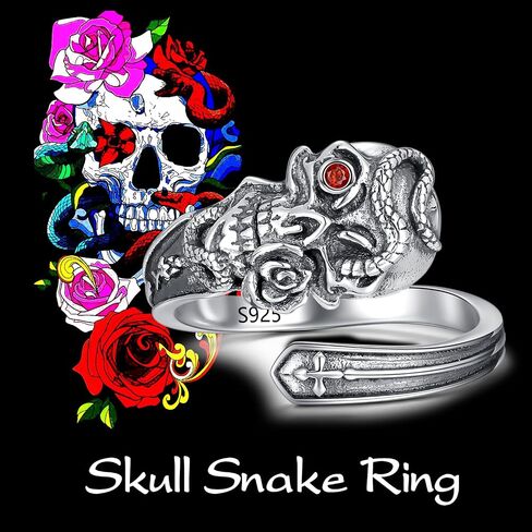 ZLILIJAN Skeleton Ring 925 Sterling Silver Skull Spoon Ring Love Heart Skeleton Hand Ring for Rock Biker Halloween Gothic Jewelry for Women in Kuwait