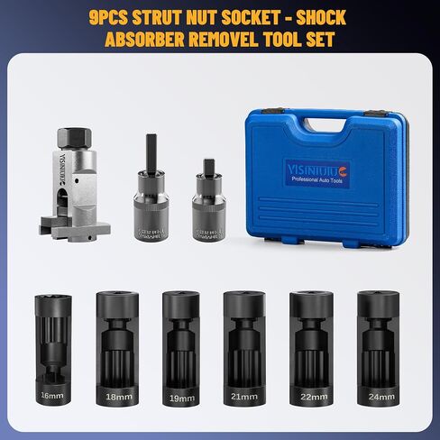 Strut Nut Socket 16mm 18mm 19mm 21mm 22mm 24mm with Suspension Strut Knuckle Spreader 5.0 – 10.5 mm tool with12 Point 1/2" Drive Suspension Strut Spreader Socket 9pc Shock Absorber Tool (8PC) in Saudi Arabia