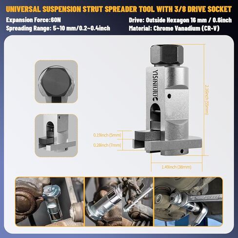 Strut Nut Socket 16mm 18mm 19mm 21mm 22mm 24mm with Suspension Strut Knuckle Spreader 5.0 – 10.5 mm tool with12 Point 1/2" Drive Suspension Strut Spreader Socket 9pc Shock Absorber Tool (8PC) in Saudi Arabia