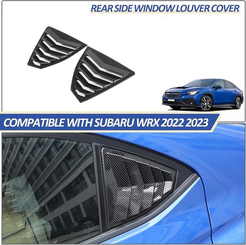 فتحات النوافذ الجانبية الخلفية متوافقة مع Subaru WRX 2022 2023 2024، غطاء تزيين النافذة الجانبية الخلفية، ملحقات غطاء ظلال مغرفة تنفيس الهواء (أسود لامع) in Saudi Arabia