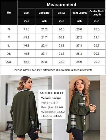 سترة Zeagoo النسائية القصيرة من الفلانيل سترة كاجوال منقوشة بأزرار سفلية وأكمام طويلة وقمصان خريفية مع جيوب in Kuwait