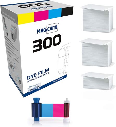 شريط ألوان Bodno Magicard 300 MC300YMCKO - YMCKO - 300 مطبوعة بطاقات PVC عالية الجودة CR80 30 مل - الكمية 300 in Kuwait