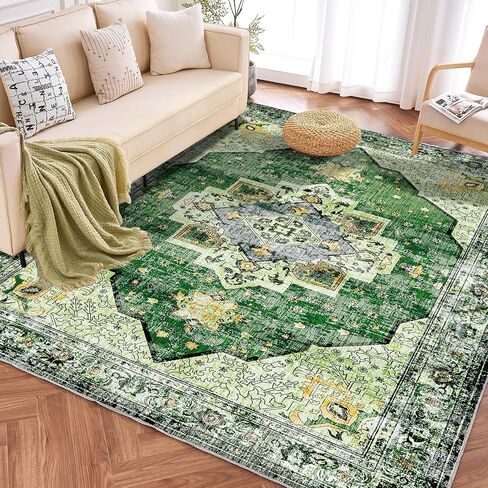 ROCYJULIN 5x7 Area Rugs for Living Room, Faux Wool Area Rugs 5x7 for Bedroom, Low-Pile 5x7 Area Rugs with Non-Slip TPR Backing, 5 x 7 Washable Carpet for High Traffic, Grey & Blue in Saudi Arabia