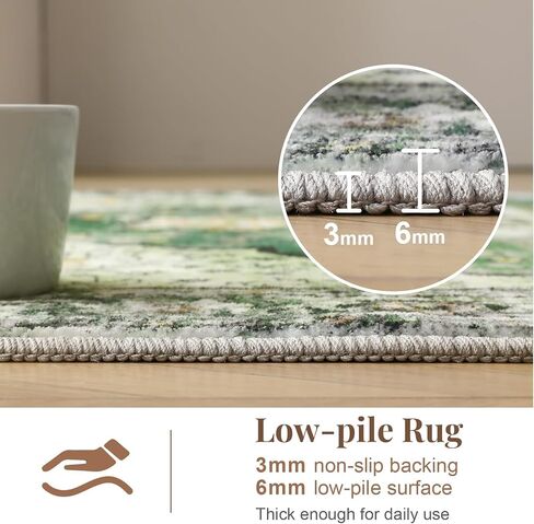 ROCYJULIN 5x7 Area Rugs for Living Room, Faux Wool Area Rugs 5x7 for Bedroom, Low-Pile 5x7 Area Rugs with Non-Slip TPR Backing, 5 x 7 Washable Carpet for High Traffic, Grey & Blue in Saudi Arabia