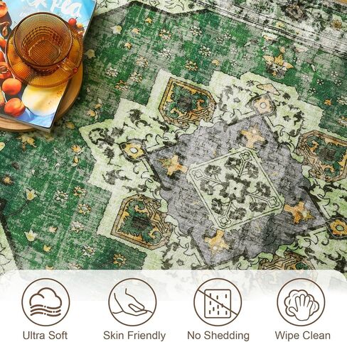ROCYJULIN 5x7 Area Rugs for Living Room, Faux Wool Area Rugs 5x7 for Bedroom, Low-Pile 5x7 Area Rugs with Non-Slip TPR Backing, 5 x 7 Washable Carpet for High Traffic, Grey & Blue in Saudi Arabia