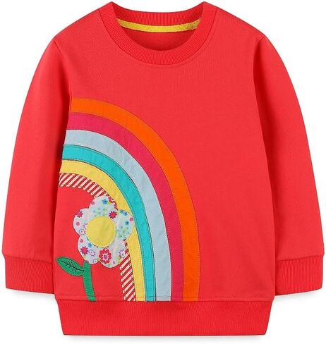 FreeLu Girls Cotton Pullover Sweatshirts Kids Cute Cartoon Printed Crewneck Tops in Saudi Arabia