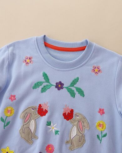 FreeLu Girls Cotton Pullover Sweatshirts Kids Cute Cartoon Printed Crewneck Tops in Kuwait