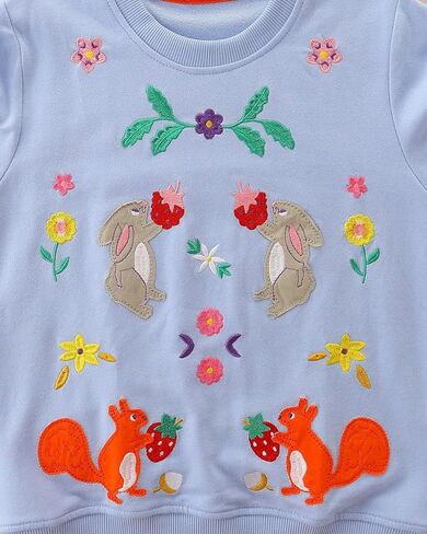 FreeLu Girls Cotton Pullover Sweatshirts Kids Cute Cartoon Printed Crewneck Tops in Kuwait