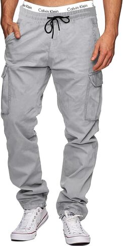 Uusollecy Men's Cargo Pants Casual Joggers Athletic Sweatpants Hiking Drawstring Tactical Pants with Multi Pockets in Saudi Arabia