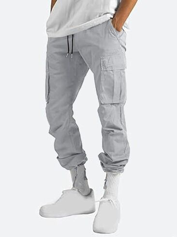 Uusollecy Men's Cargo Pants Casual Joggers Athletic Sweatpants Hiking Drawstring Tactical Pants with Multi Pockets in Saudi Arabia