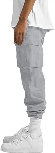 Uusollecy Men's Cargo Pants Casual Joggers Athletic Sweatpants Hiking Drawstring Tactical Pants with Multi Pockets in Saudi Arabia