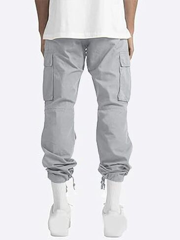 Uusollecy Men's Cargo Pants Casual Joggers Athletic Sweatpants Hiking Drawstring Tactical Pants with Multi Pockets in Saudi Arabia