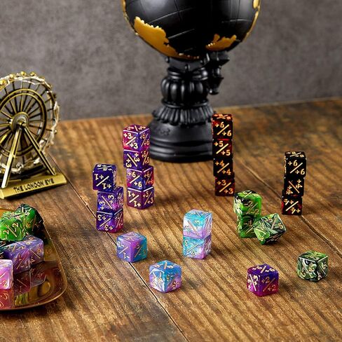 48 قطعة من عدادات النرد رمز النرد D6 مكعب النرد الولاء مع أكياس تخزين متوافقة مع MTG، CCG، ملحقات ألعاب البطاقات، نمطين in Kuwait
