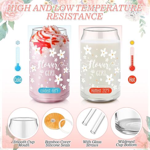 Meanplan 9 Pcs Flower Girl Gift Set Flower Girl Proposal Gifts Flower Girl Ice Coffee Cup Canvas Bag Sunglasses Hair Ring Diamond Pen Card Envelope for Wedding Bridal Engagement (Blush,Cute) in Saudi Arabia
