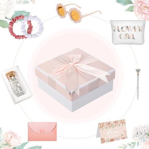 Meanplan 9 Pcs Flower Girl Gift Set Flower Girl Proposal Gifts Flower Girl Ice Coffee Cup Canvas Bag Sunglasses Hair Ring Diamond Pen Card Envelope for Wedding Bridal Engagement (Blush,Cute) in Saudi Arabia