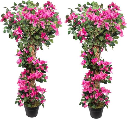 Artificial Bougainvillea Flowers Trees, UV Resistance Realistic Faux Blooming Tree with Nursery Pot, Fake Bougainvillea Plants Potted for Home Office Indoor, Outdoor Balcony Front Porch Decor in Kuwait