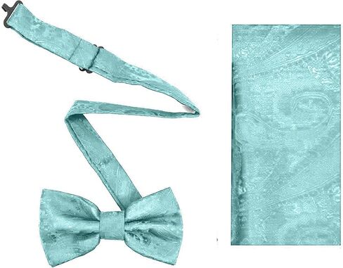 Boys Child Kids Bow Ties Paisley Design Adjustable Pre Tied Clip-On Bow Tie Handkerchief Set in Saudi Arabia