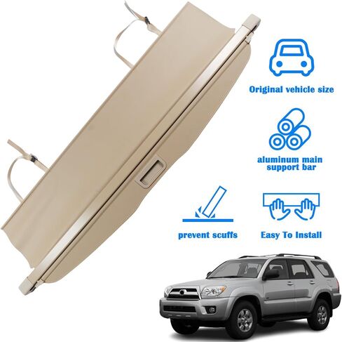 Marretoo for Toyota 4Runner 2003-2009 Cargo Cover for Toyota 4Runner Accessories Upgrade Version No Gap Beige Retractable Trunk Cover Security Shield Shade in Saudi Arabia